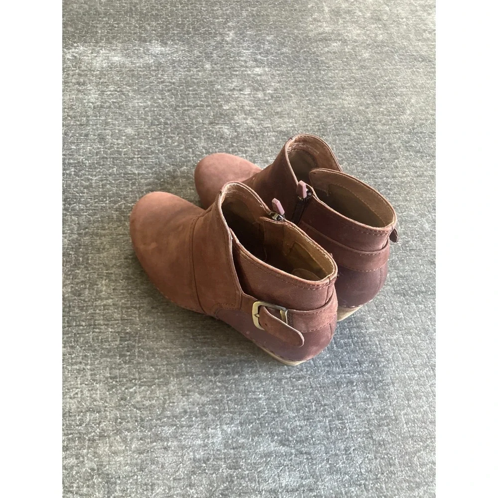 Dansko Shirley Boots Women's US 9.5-10 Brown Leather Wedge Heel Ankle Booties‎